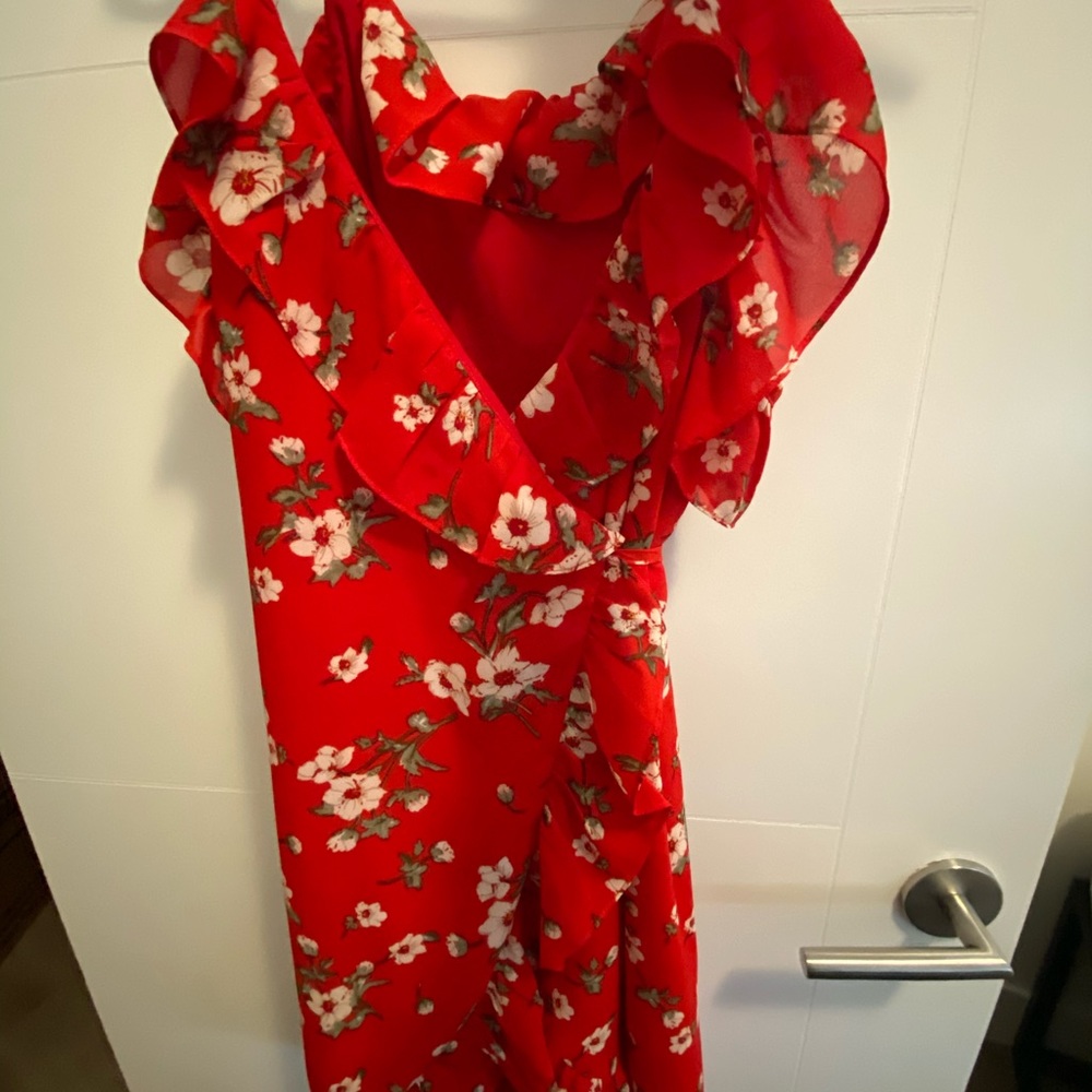 Red wrap dress